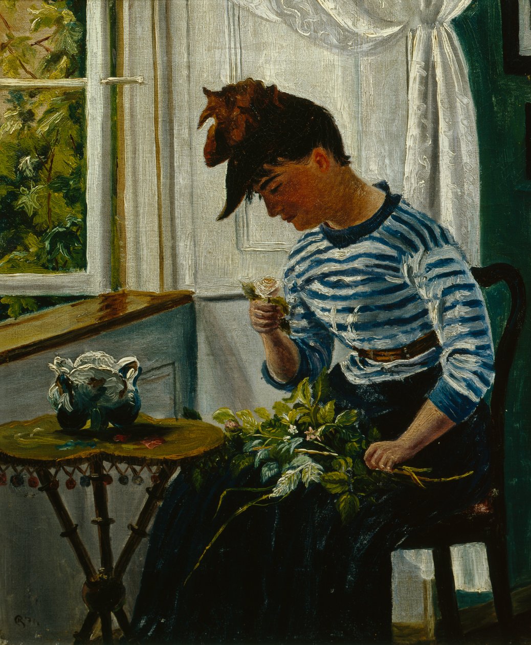 Flicka med blommor av Christian Krohg
