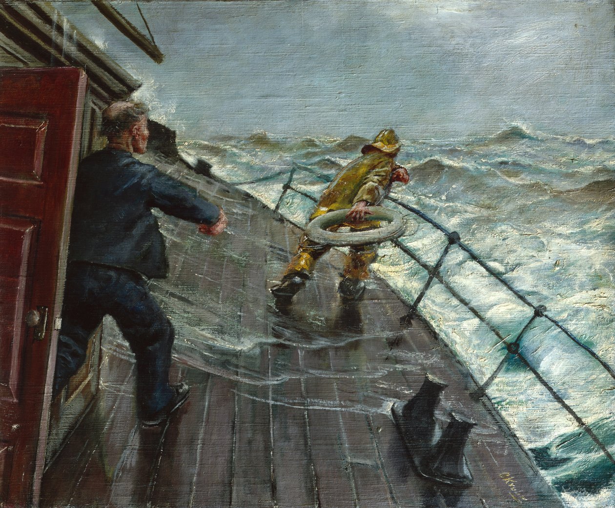 Man överbord (olja på duk) av Christian Krohg