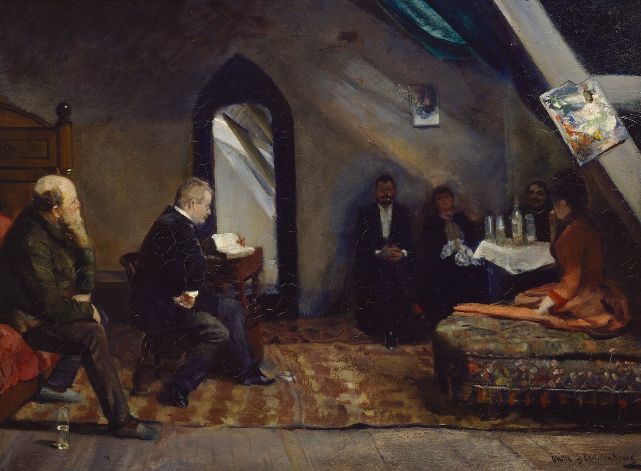 Läser i studion av Christian Krohg