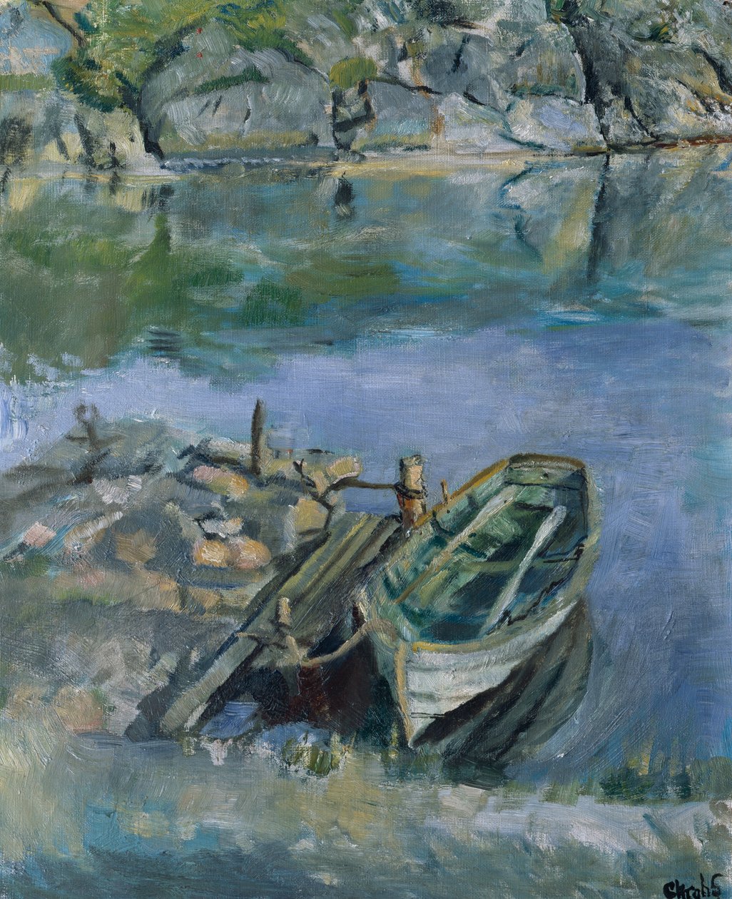 Roddbåt med kaj av Christian Krohg