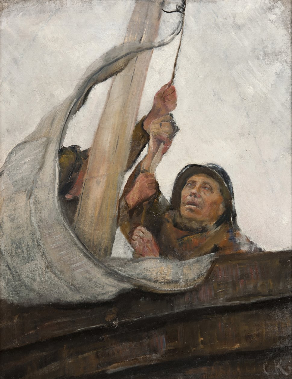 Att sätta segel, ca 1900 av Christian Krohg