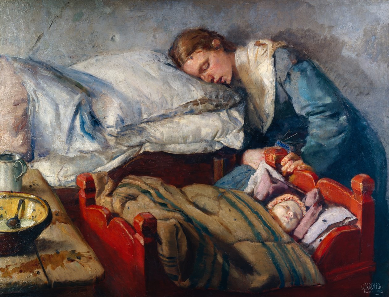 Sovande mamma av Christian Krohg