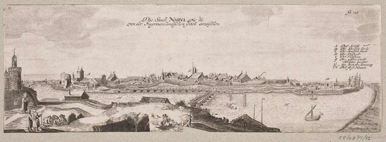 Prospekt av Narva sett från floden av Christian Rothgiesser