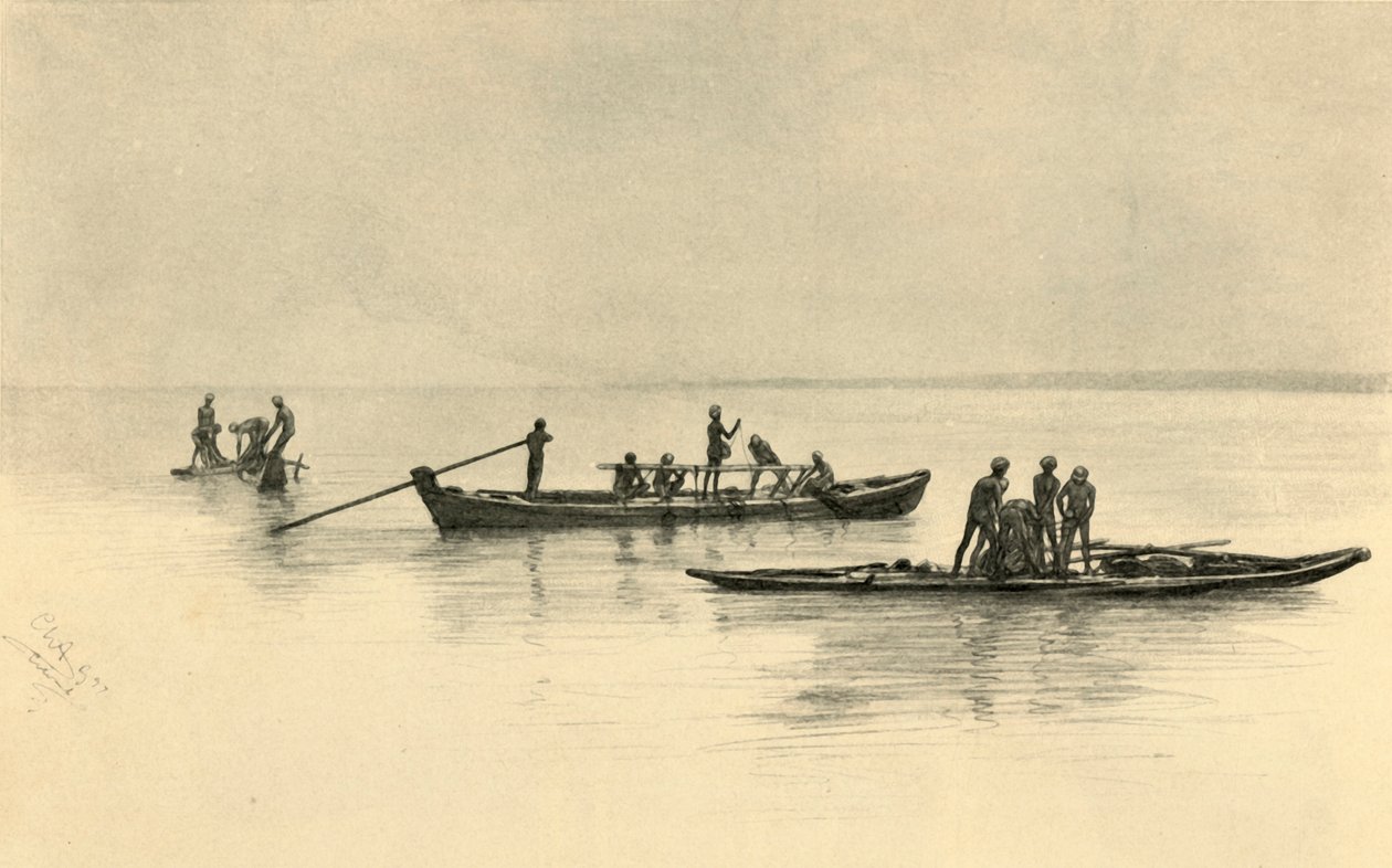 Fiskebåtar, Ceylon, 1898. av Christian Wilhelm Allers