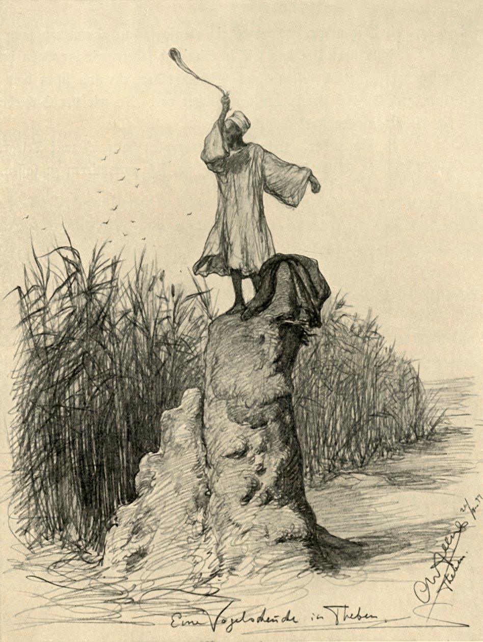 Man som skrämmer fåglar, Thebe, Egypten, 1898. av Christian Wilhelm Allers