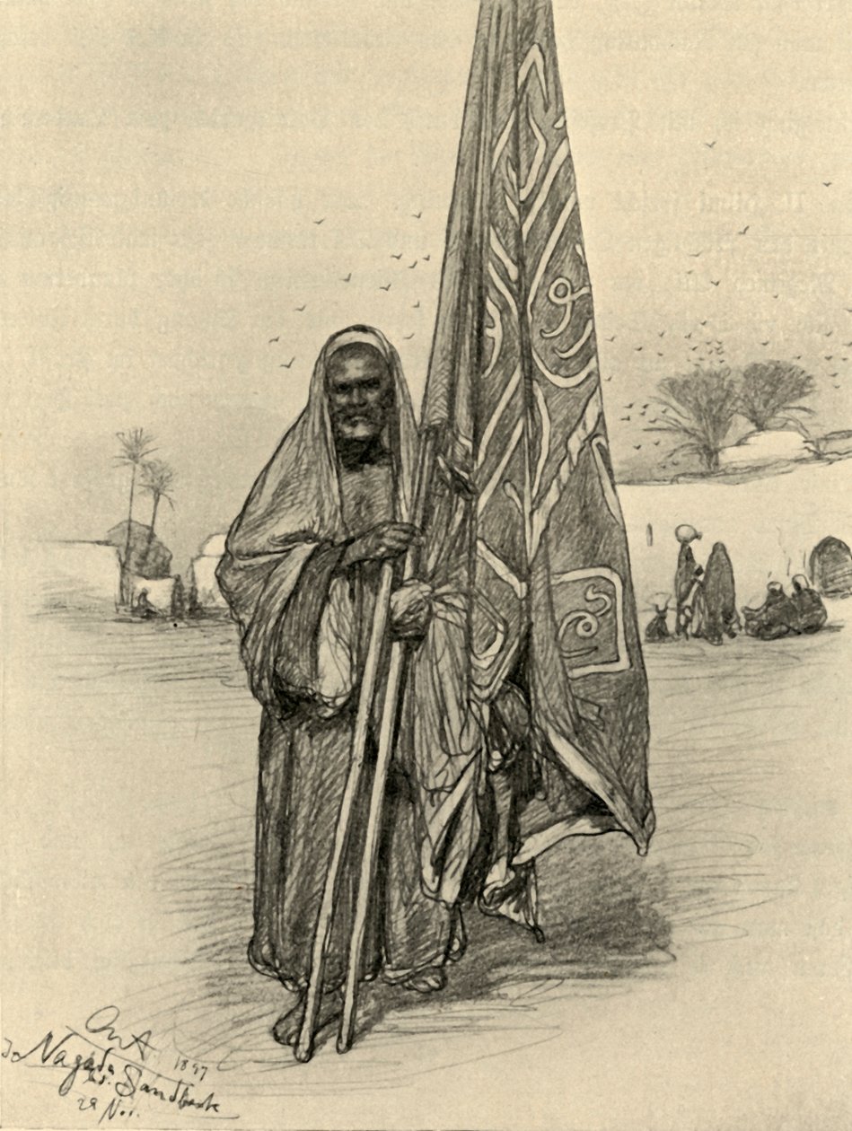 Man med flagga, Nagada, Egypten, 1898. av Christian Wilhelm Allers