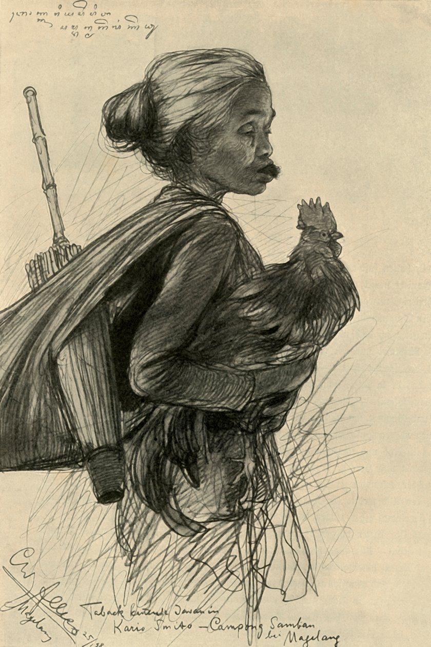 Kvinna som tuggar tobak, Magelang, Java, 1898. av Christian Wilhelm Allers