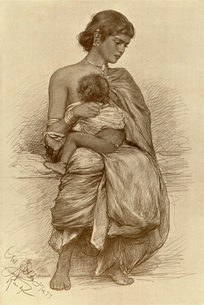 Ung mor, Kandy, Ceylon, 1898. av Christian Wilhelm Allers