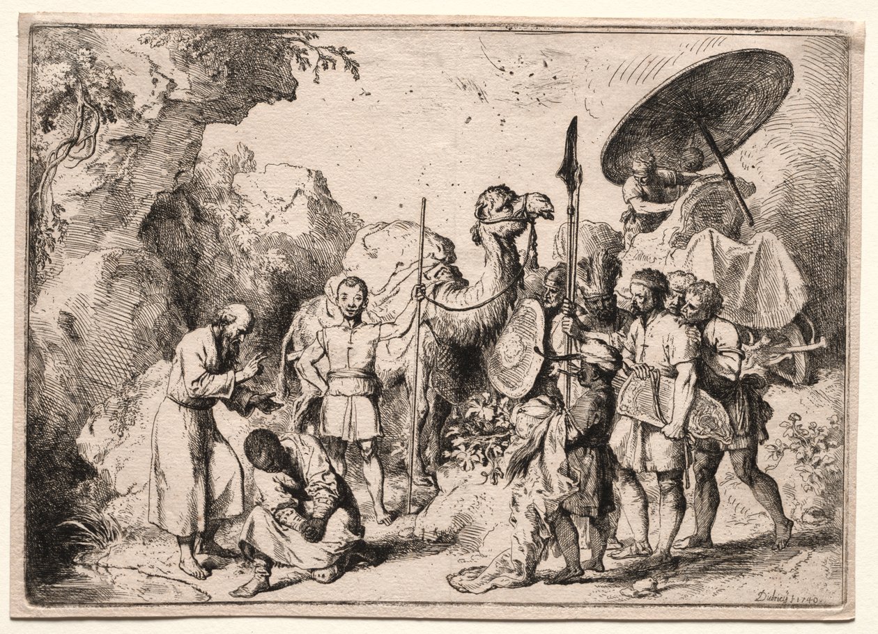 Diakon Filip döper eunucken av Christian Wilhelm Ernst Dietrich