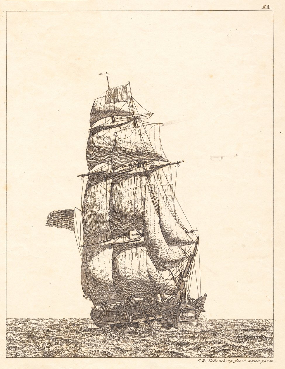 Dansk:  En nordamerikansk brigg av Christoffer Wilhelm Eckersberg