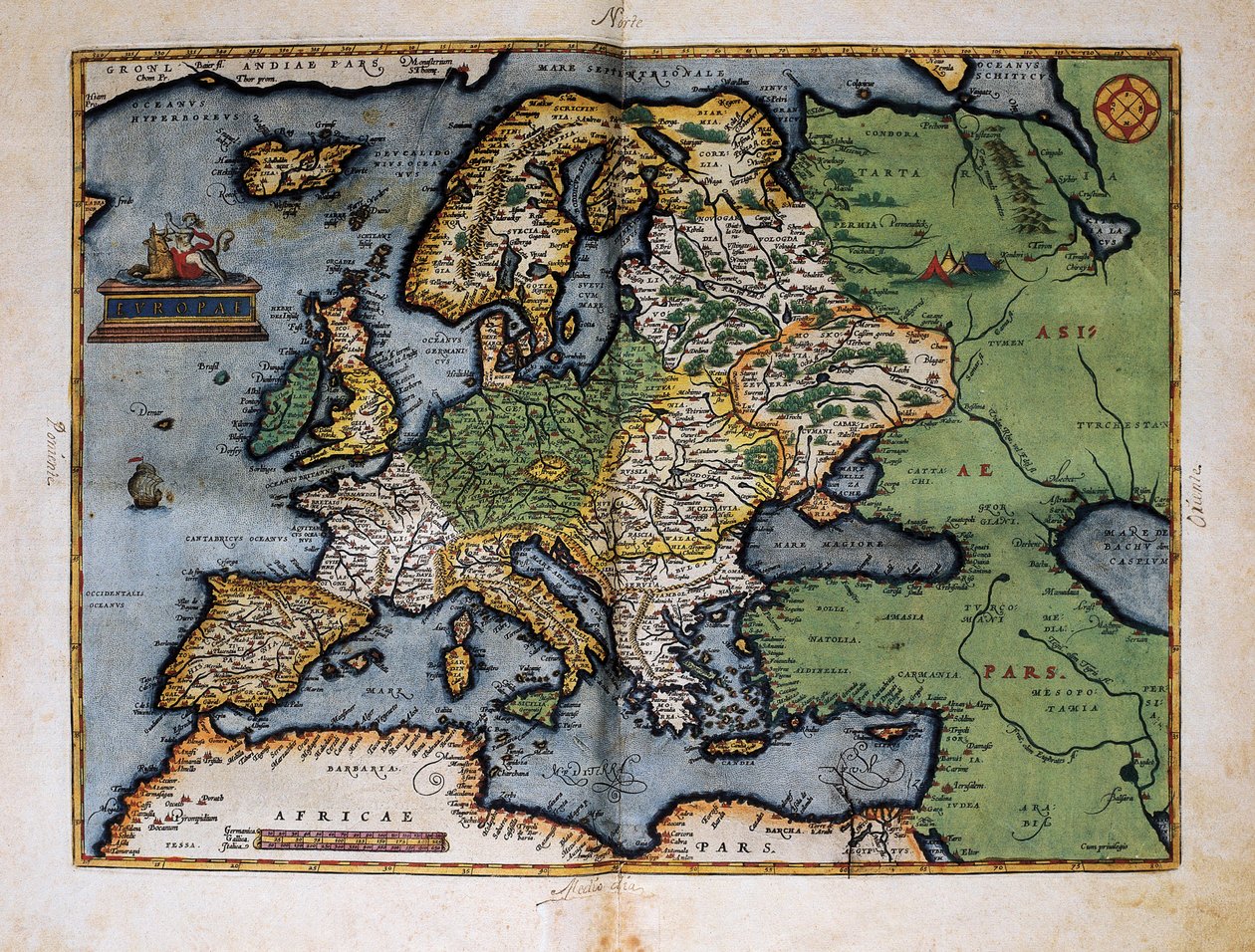 Karta över Europa. 1588 (färgad etsning) av Christophe Plantin