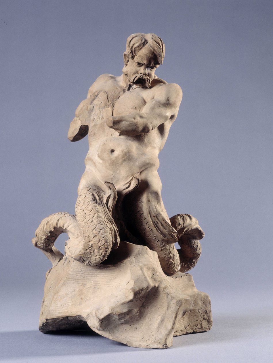 Triton. Stenskulptur av Christophe Veyrier