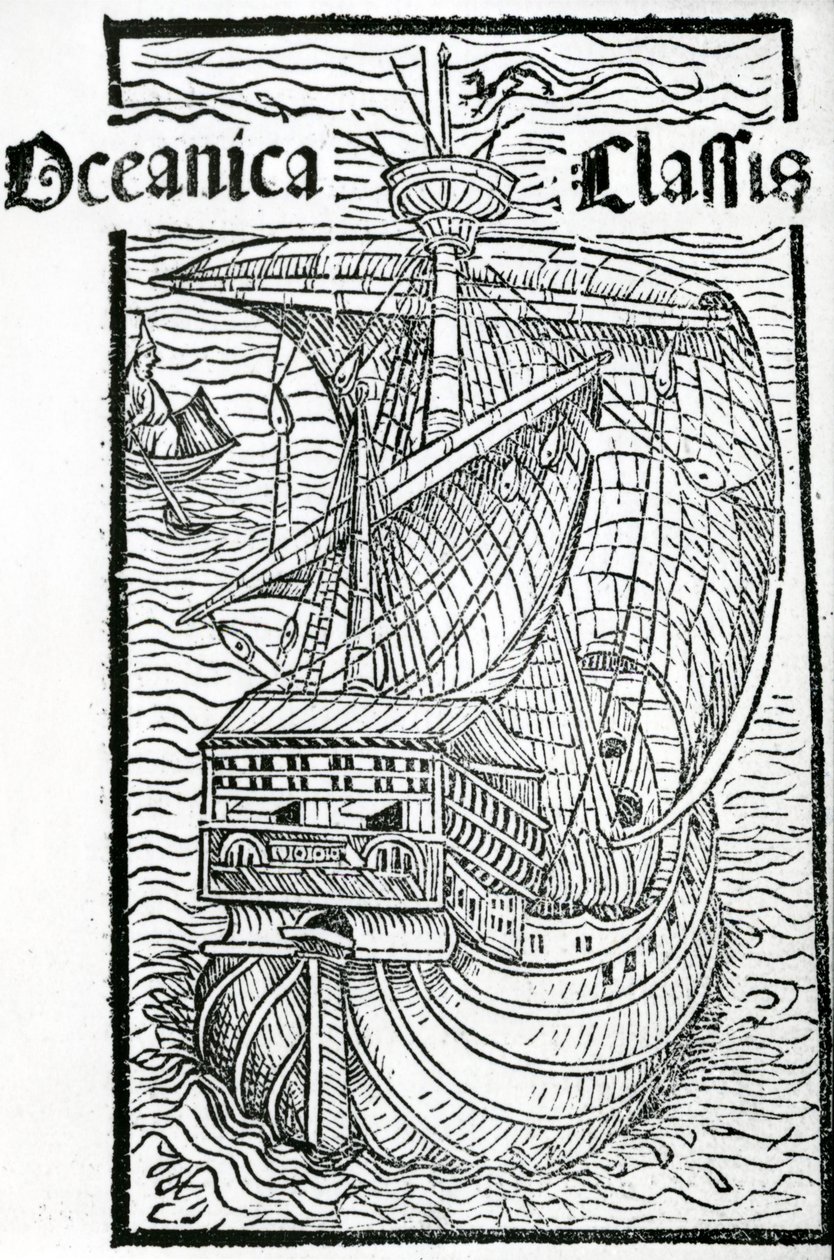 Ritning av Santa Maria, 1493 av Christopher Columbus