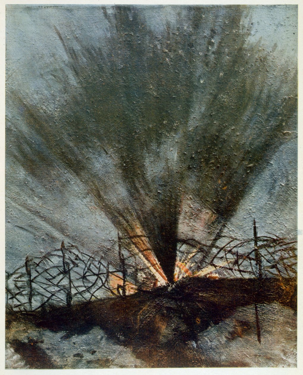 Bursting Shell, från British Artists at the Front, Fortsättning av västfronten, 1918 av Christopher Richard Wynne Nevinson