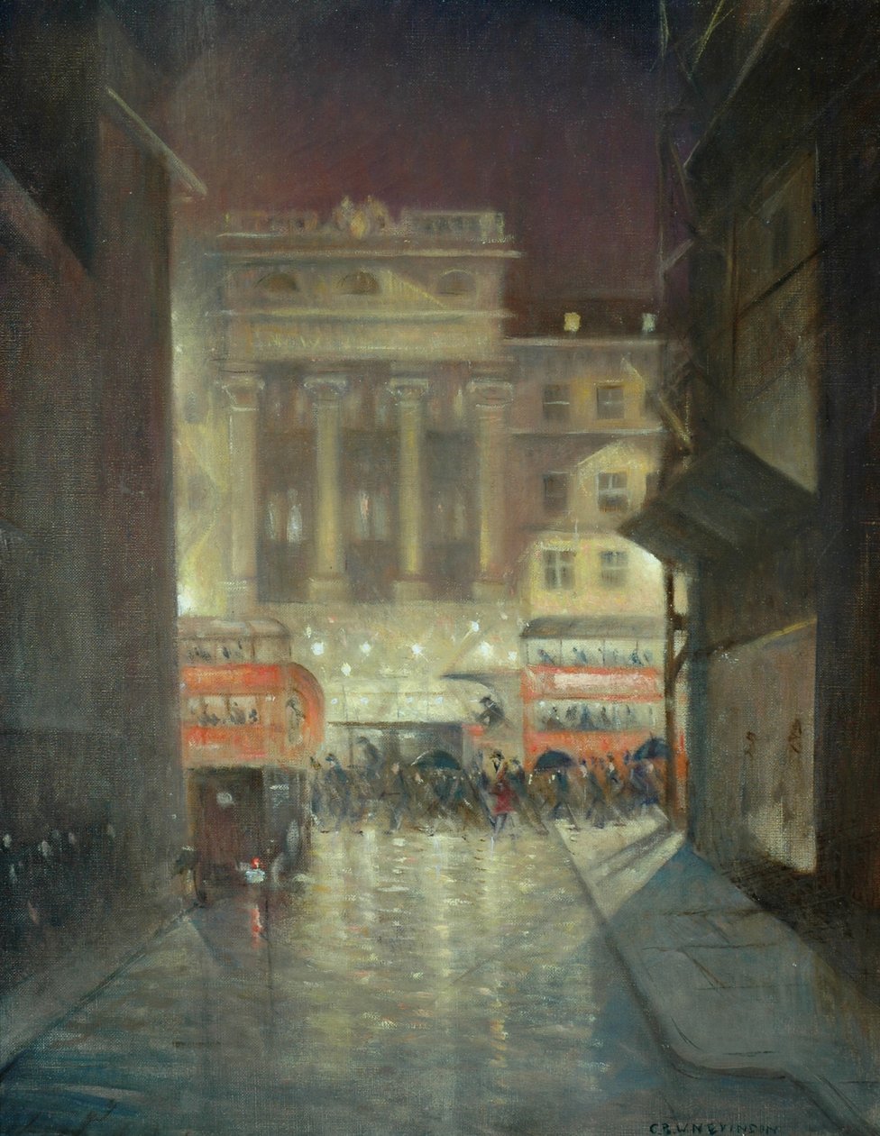 Strand på natten, ca 1937 av Christopher Richard Wynne Nevinson