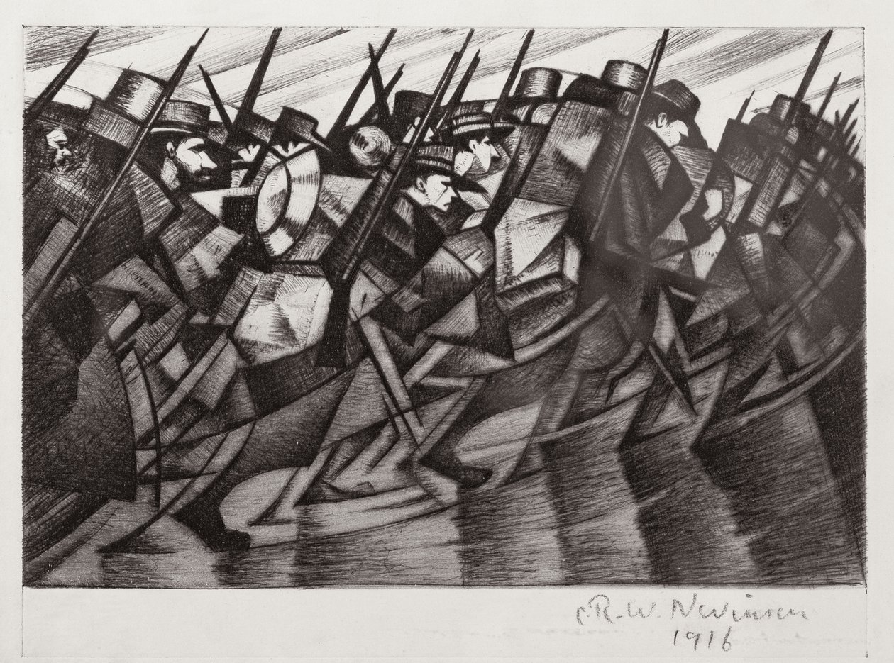 Trupper återvänder till skyttegravarna, 1916 av Christopher Richard Wynne Nevinson