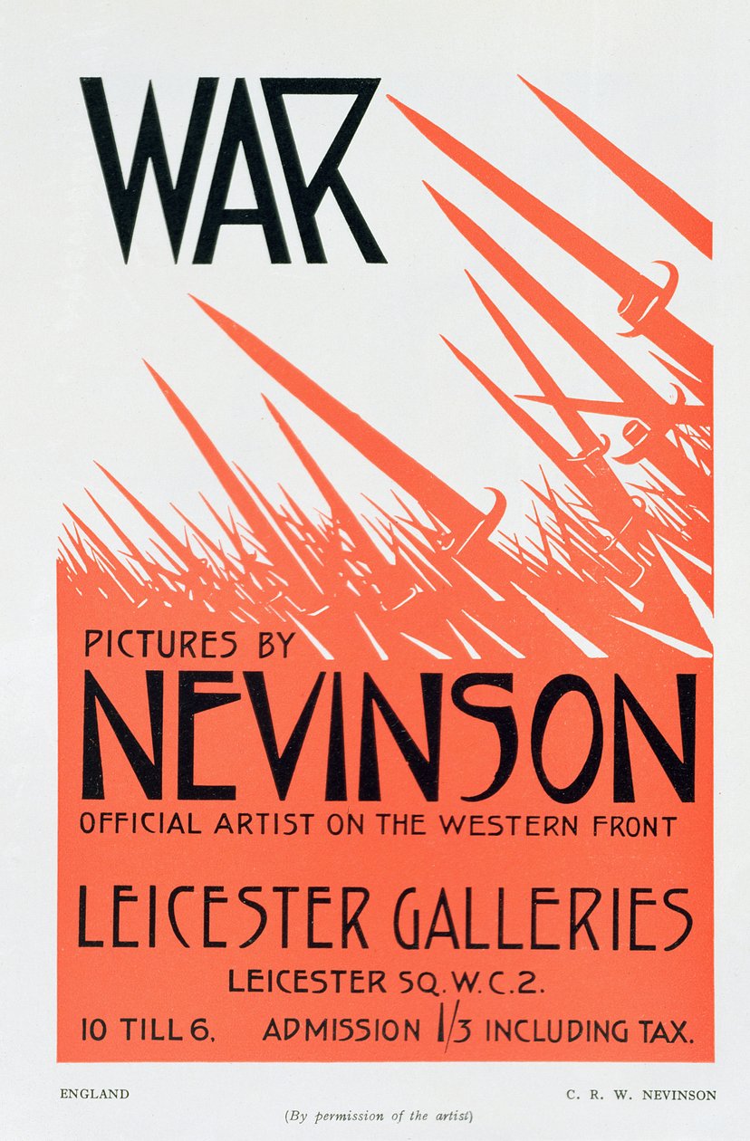 Krigsbilder av Nevinson, officiell konstnär på västfronten, affisch för en utställning av Christopher Richard Wynne Nevinson