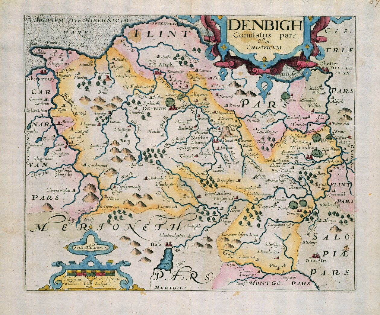Karta över Denbigh och Flint, från 