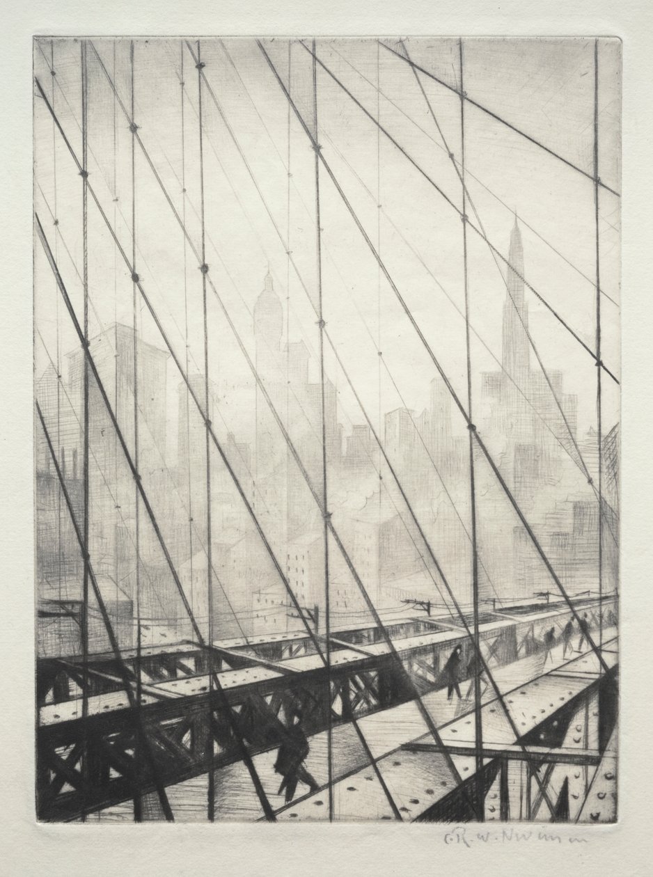 Tittar genom Brooklyn Bridge av Christopher Richard Wynne Nevinson