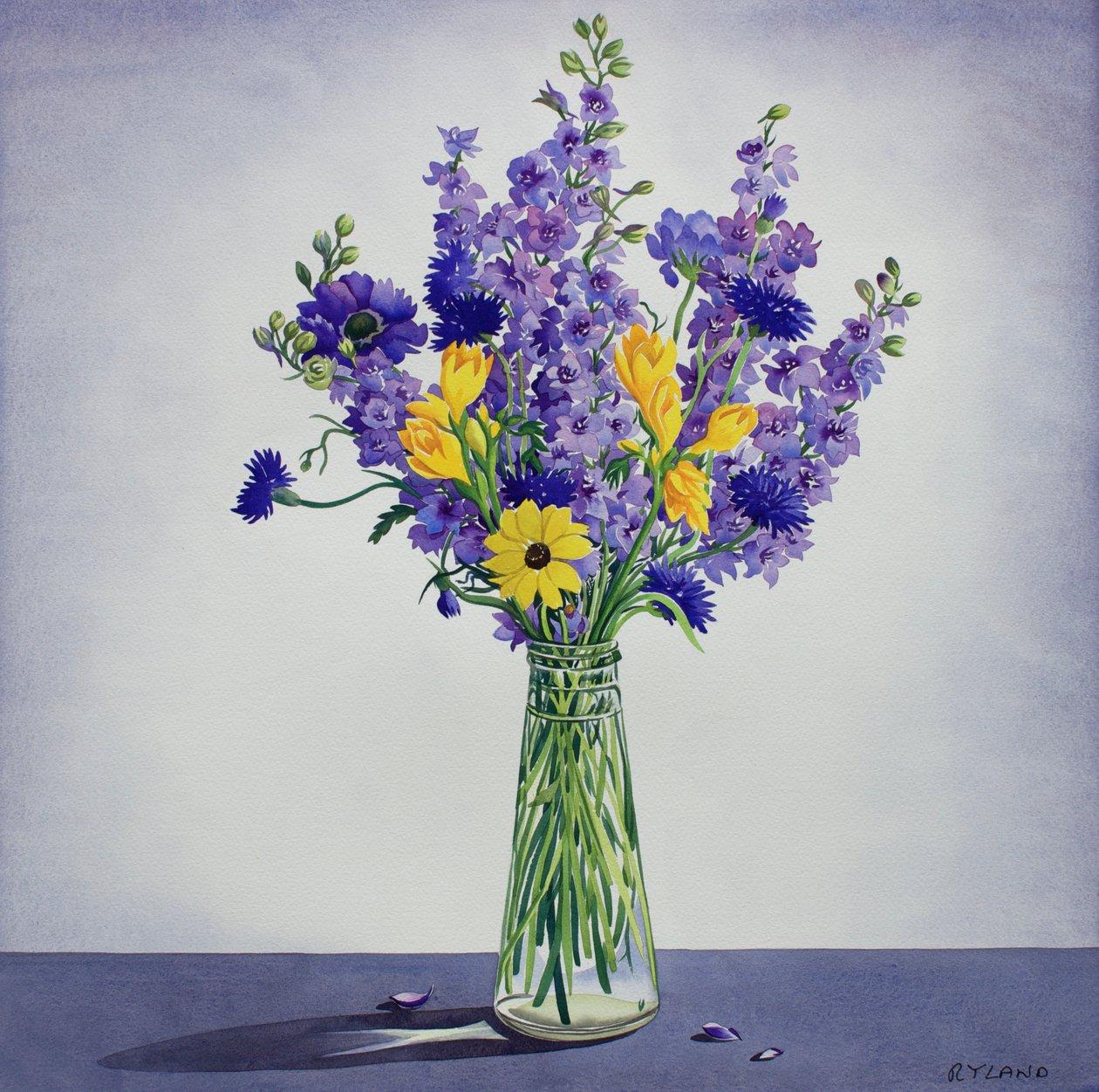 Blommor (akvarell på papper) av Christopher Ryland