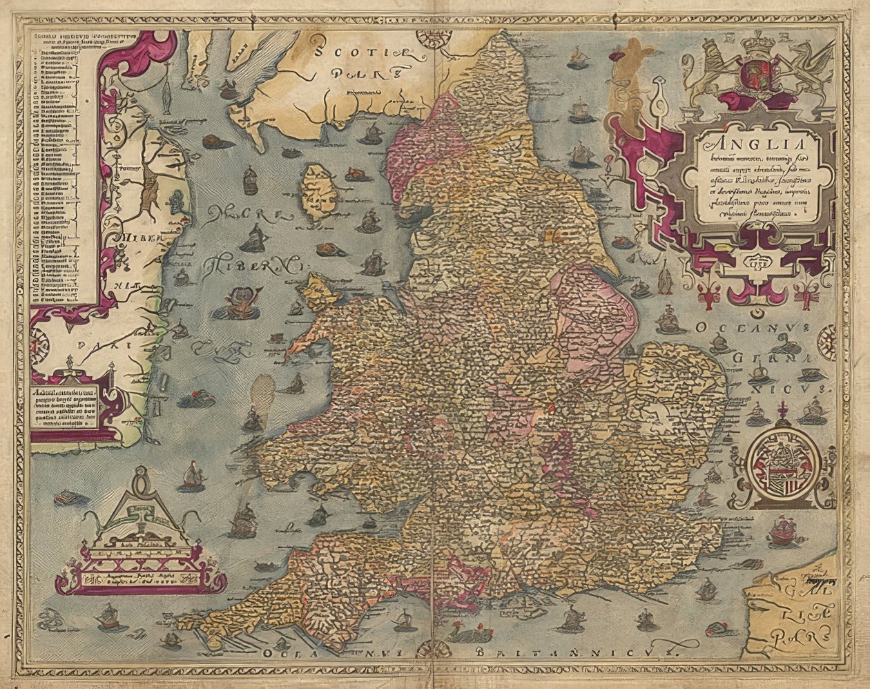 Anglia: England och Wales. 1579 av Christopher Saxton