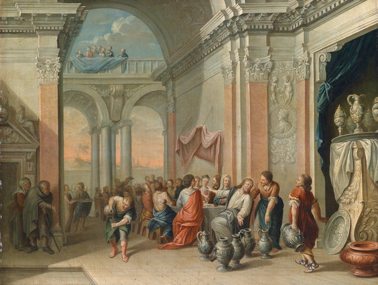 Bröllopet i Cana av Circle of Johann Georg Platzer
