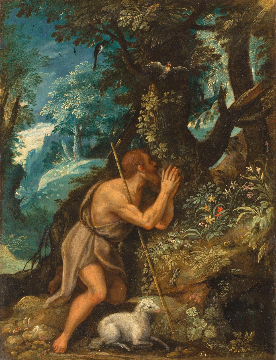Sankt Johannes i vildmarken av Circle of Adam Elsheimer