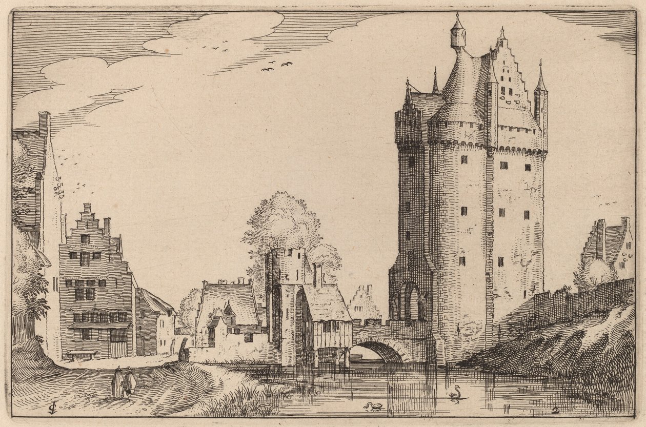 Stadsporten av Claes Jansz Visscher after Johannes van Doetechum, the Elder after Lucas