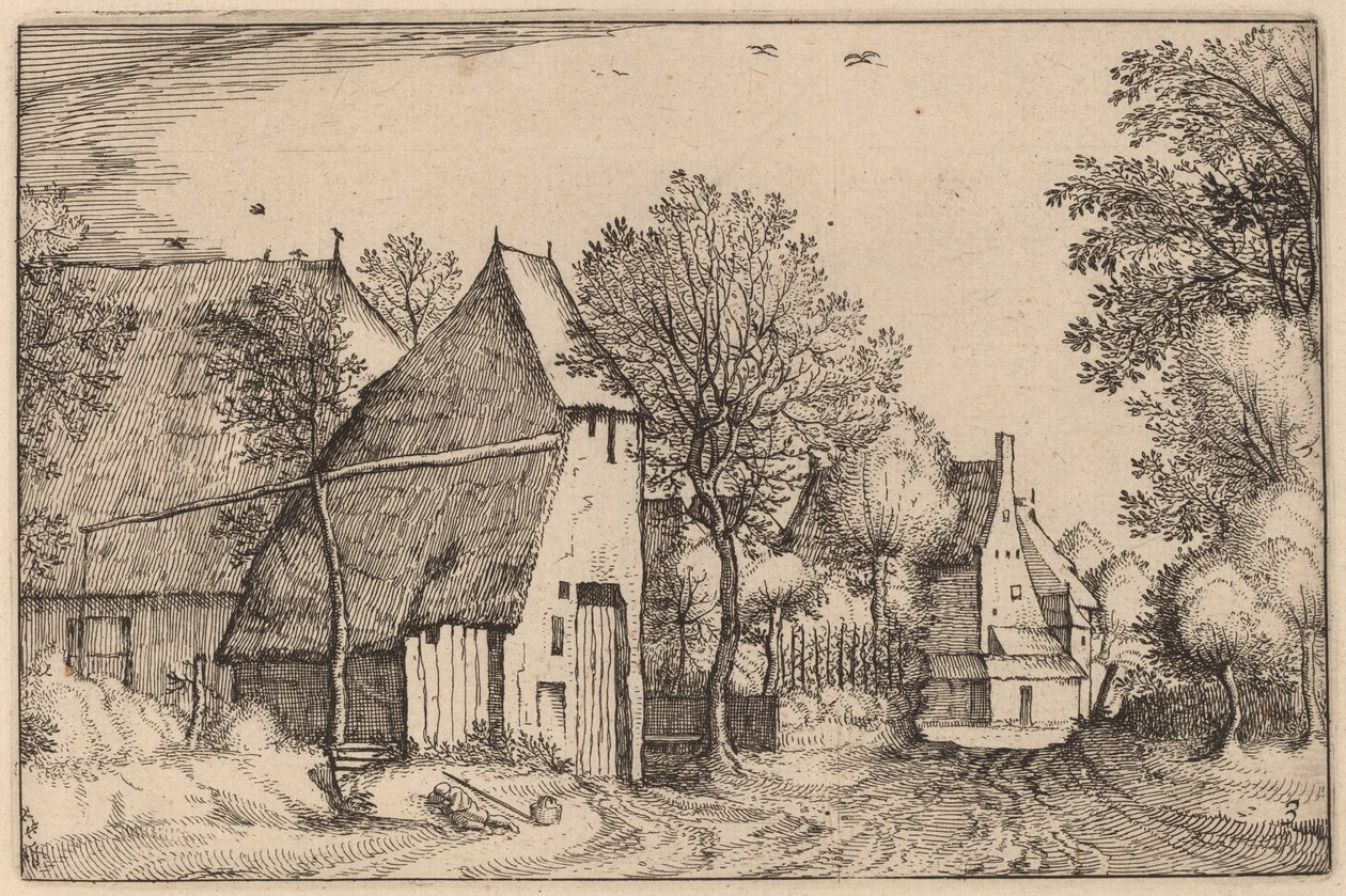 Village Road av Claes Jansz Visscher after Johannes van Doetechum, the Elder after Lucas