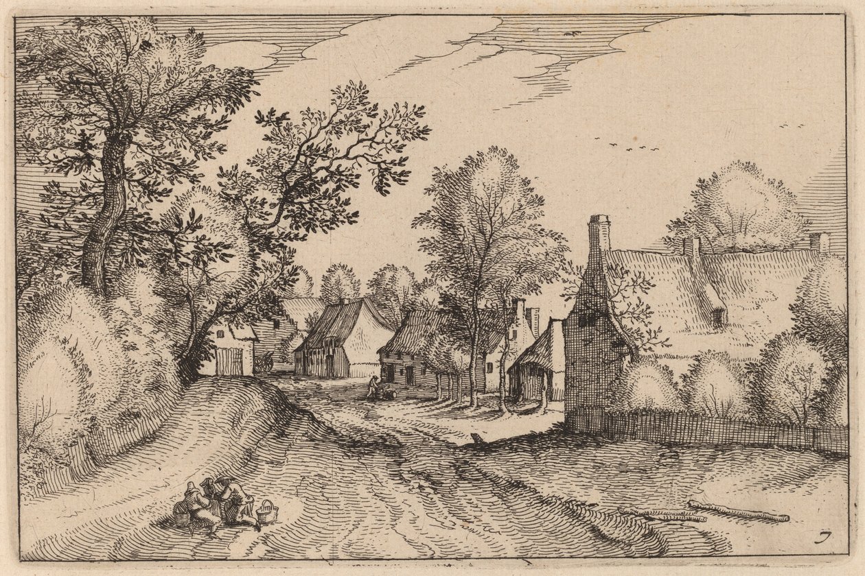 Village Road av Claes Jansz Visscher after Johannes van Doetechum, the Elder after Lucas