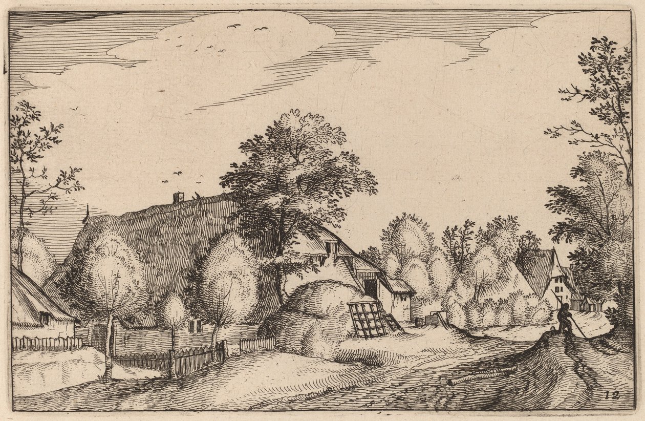 Village Road av Claes Jansz Visscher after Lucas van Doetechum after Master of the Small Landscapes after Johannes