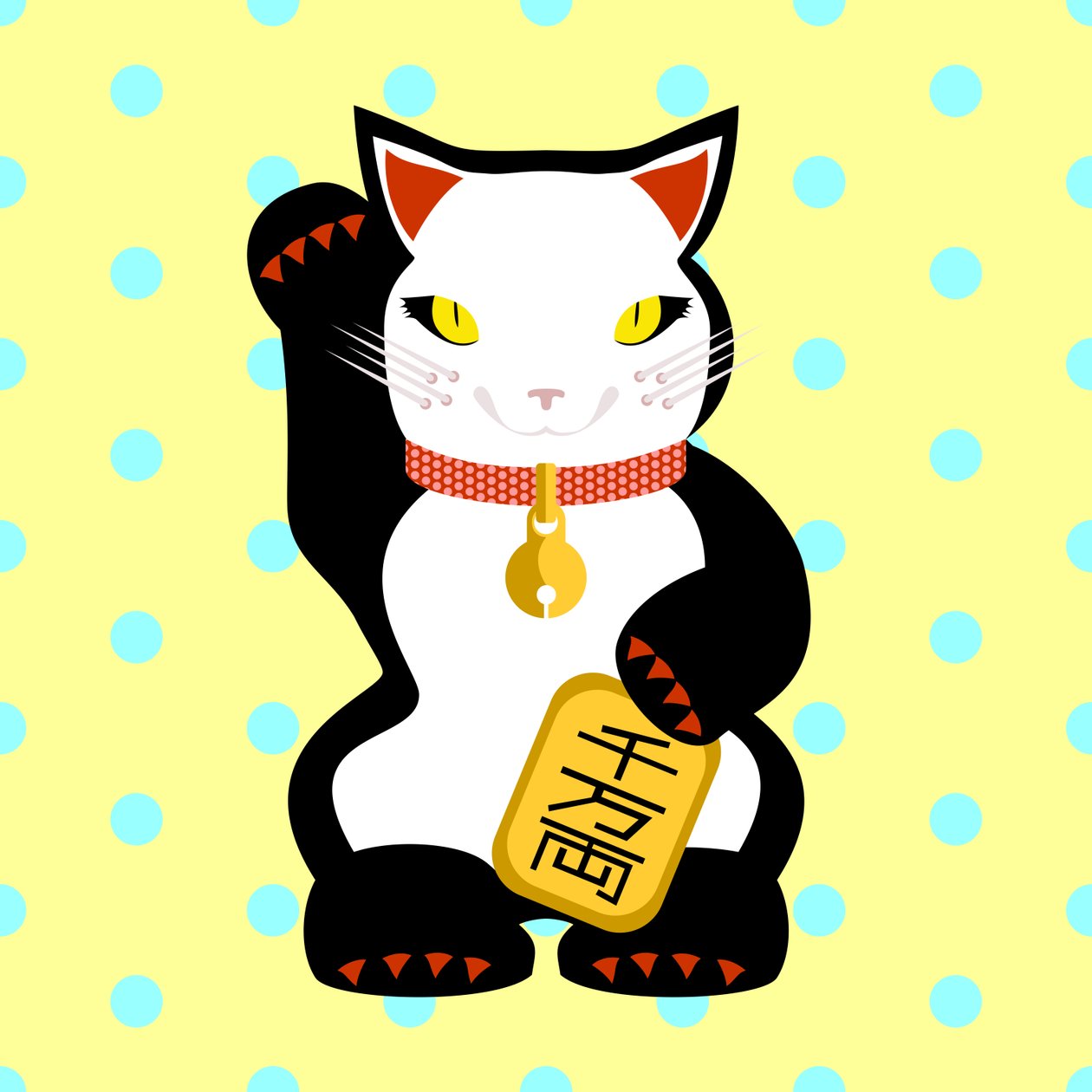pärla neko lucky cat av Claire Huntley