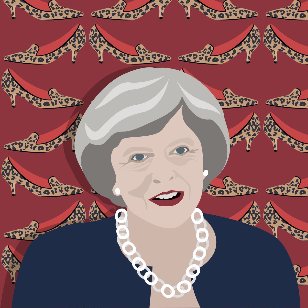 Theresa May och kattungehälen av Claire Huntley