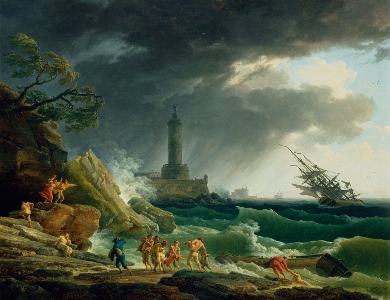 En storm på en Medelhavskust av Claude Joseph Vernet