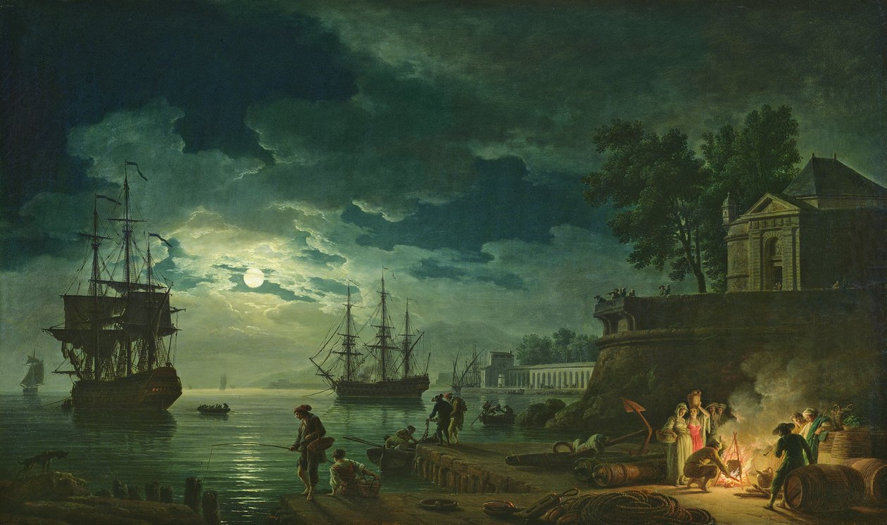 Natt: En hamn i månskenet, 1748 av Claude Joseph Vernet