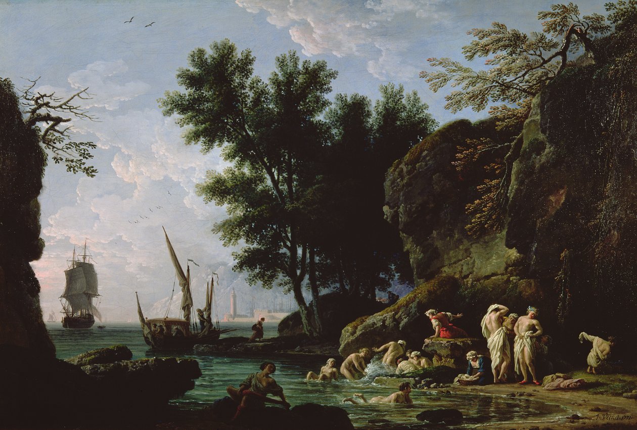 Nymfer som badar på morgonen av Claude Joseph Vernet