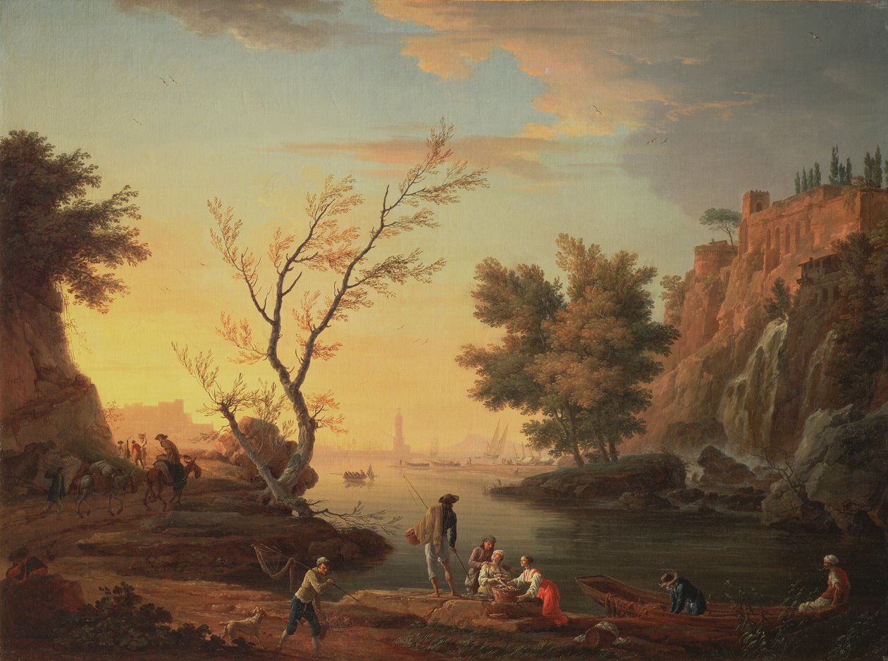 Havshamn vid solnedgången, 1751 av Claude Joseph Vernet