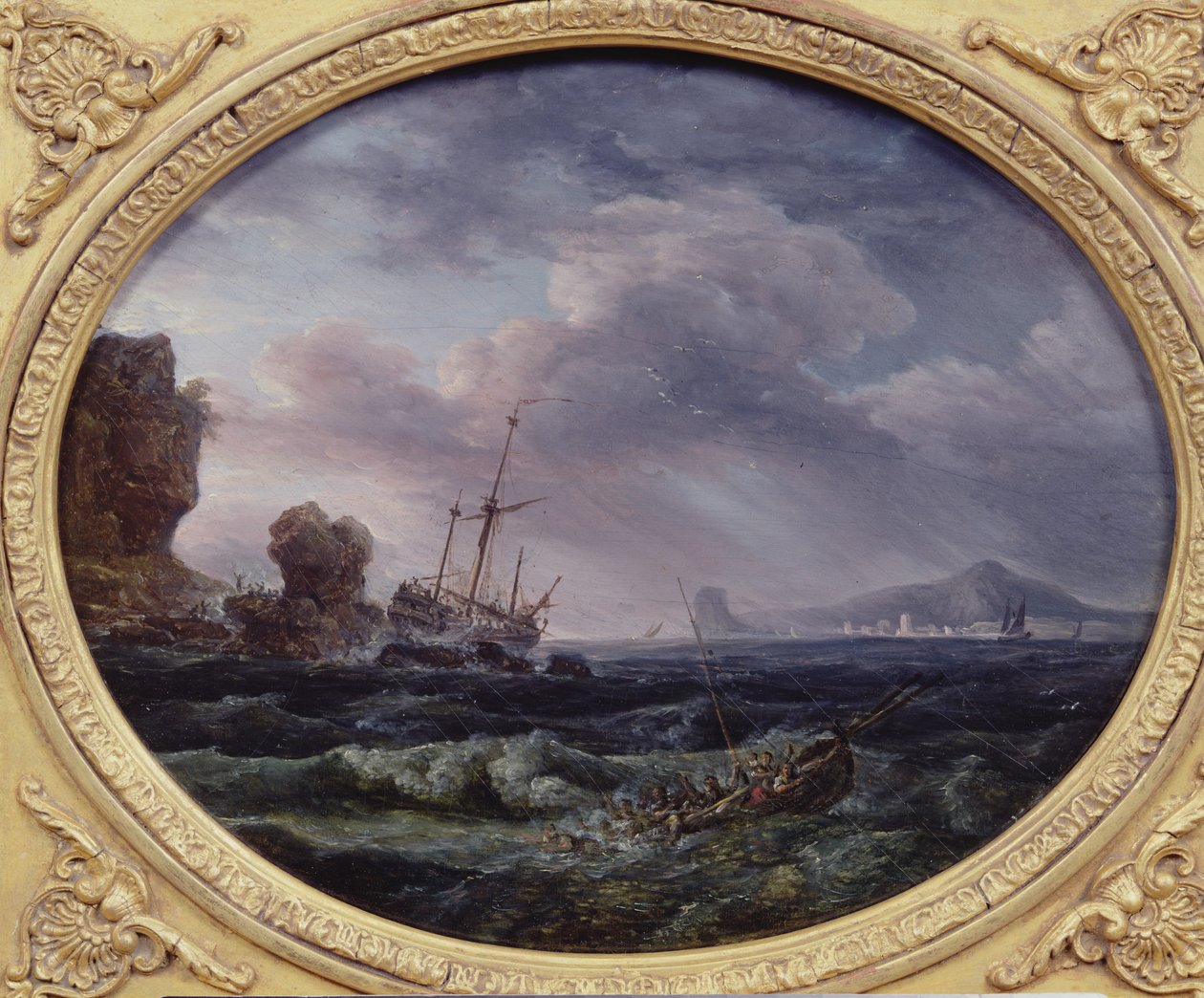 Forlis (olie på træ) sved av Claude Joseph Vernet