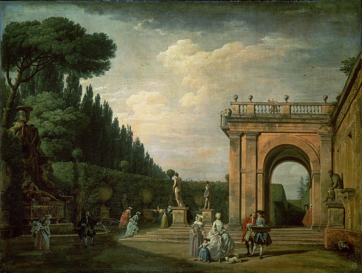 Trädgårdarna i Villa Ludovisi, Rom, 1749 av Claude Joseph Vernet