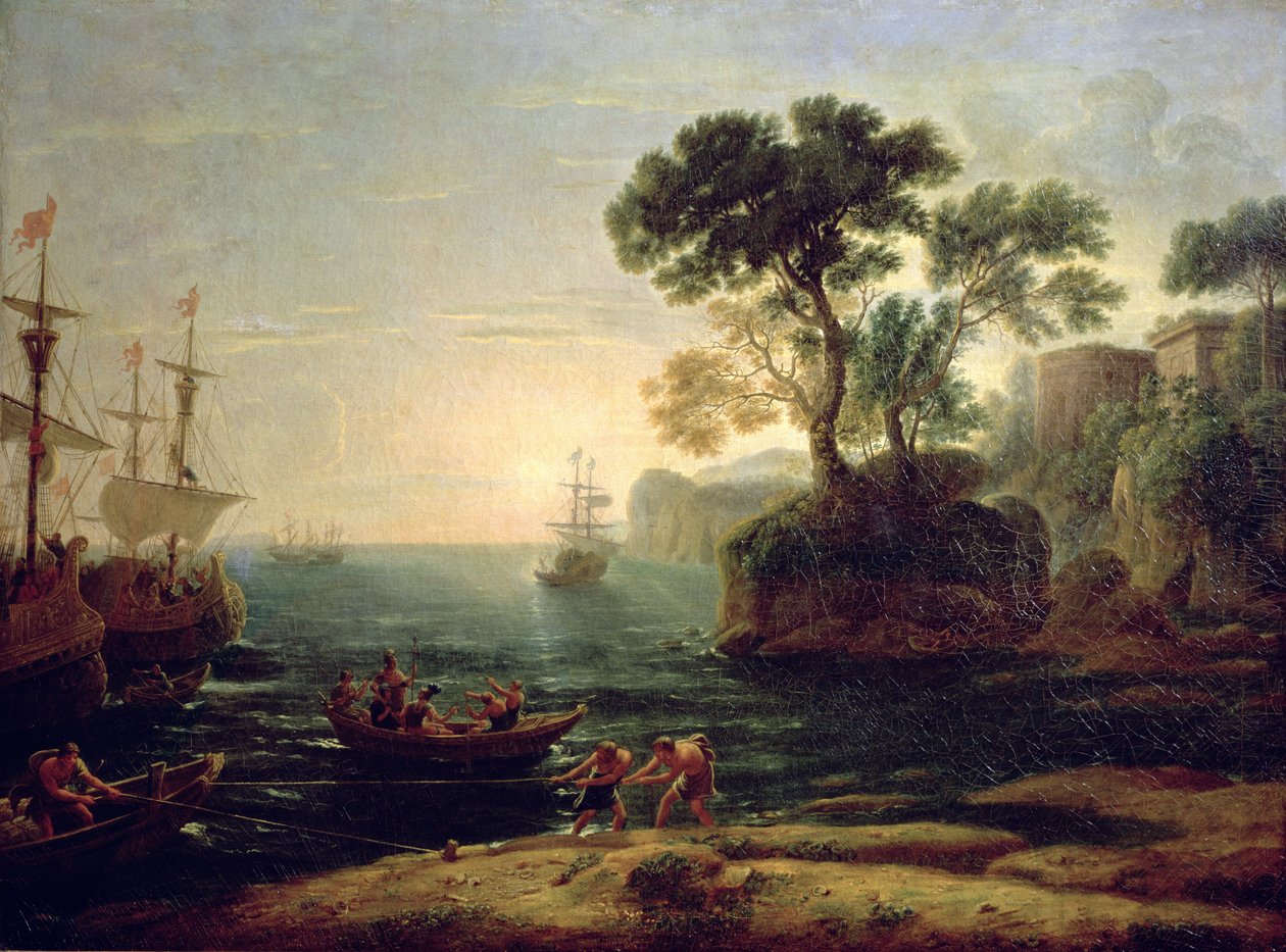 Ankomst av Aeneas till Italien, Romarrikets gryning av Claude Lorrain