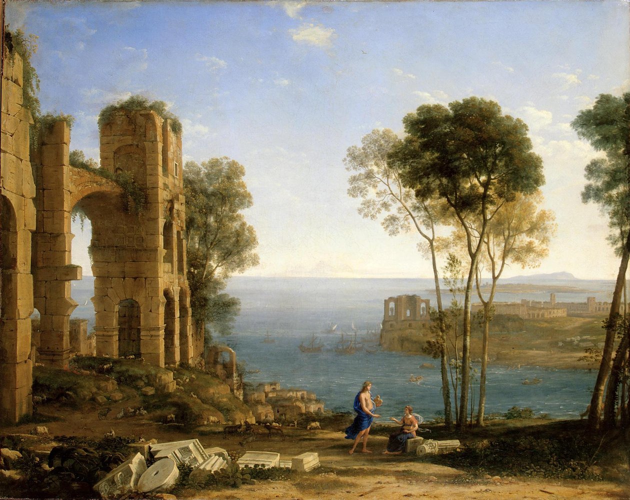 Côte vue avec Apollon et la Sibylle de Cumes av Claude Lorrain