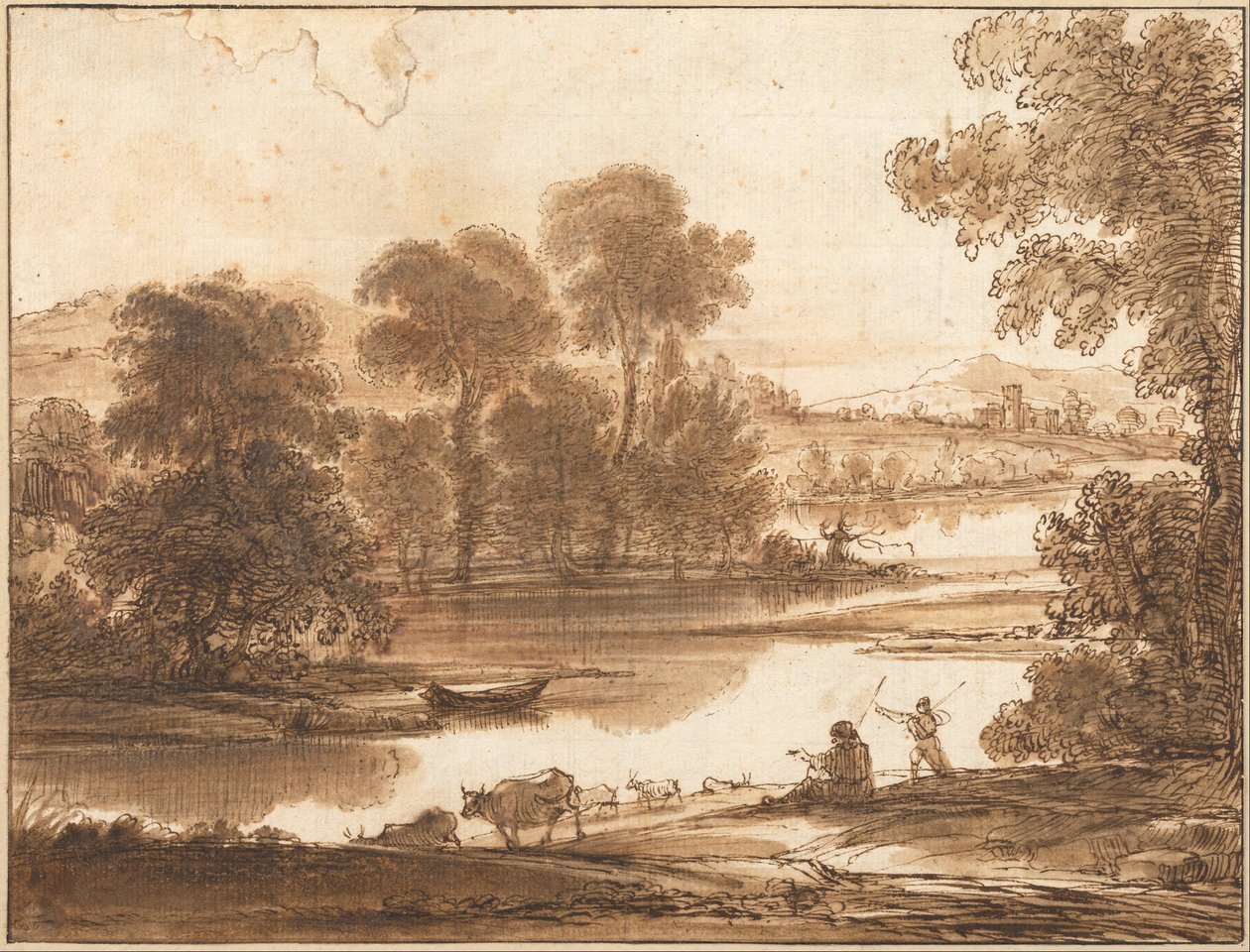 Floodplain with Watering Place av Claude Lorrain