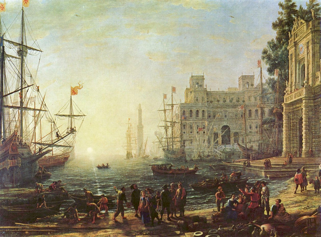 Hafen mit der Villa Medici av Claude Lorrain