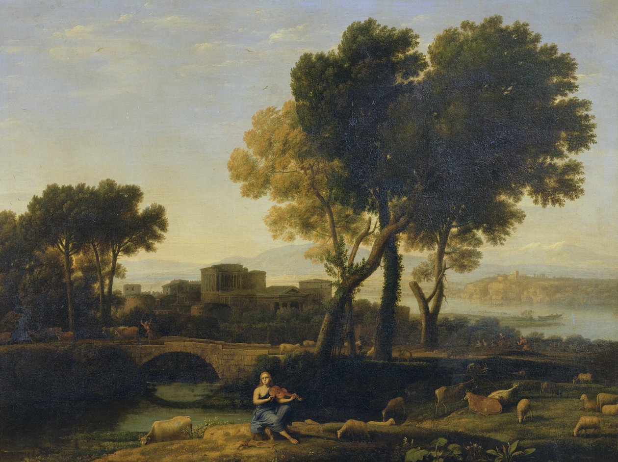 Landskap med Apollo som vaktar boskapen från Admetus och Merkurius som stjäl dem av Claude Lorrain