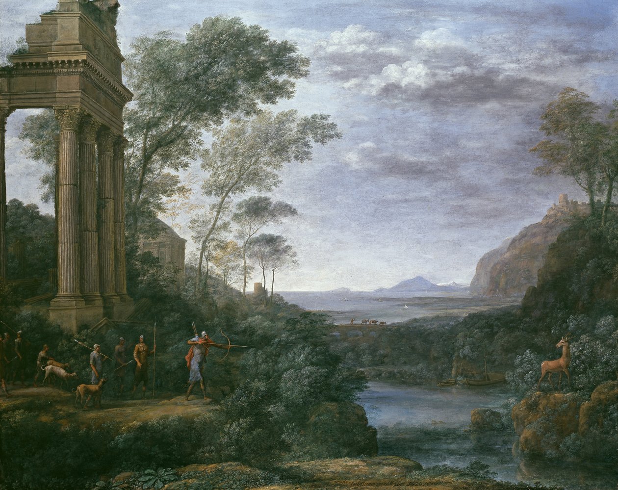 Landskap med Ascanius som skjuter Sylvias hjort, 1600-talet av Claude Lorrain