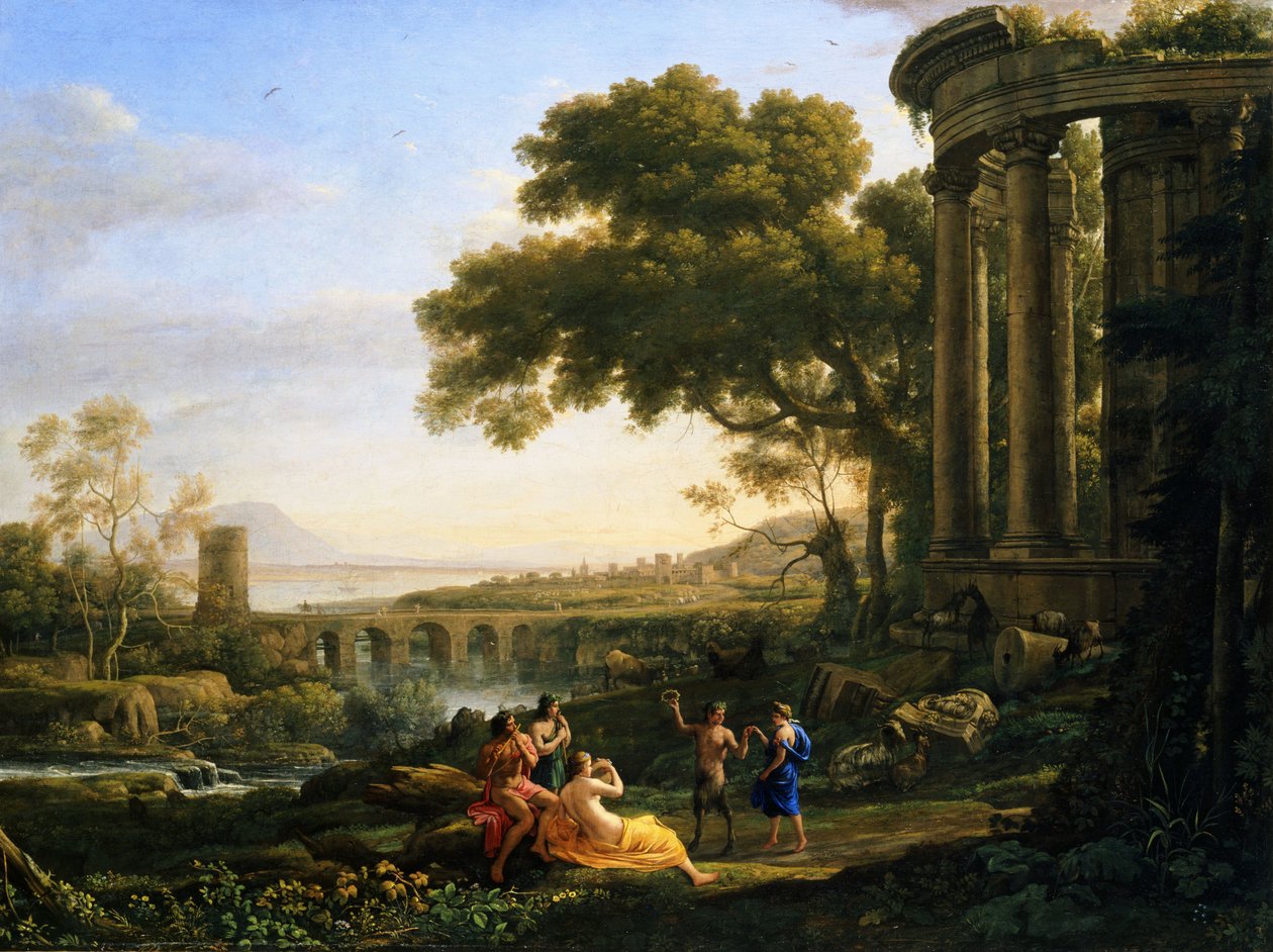 Landskap med Nymph och Satyr Dancing av Claude Lorrain