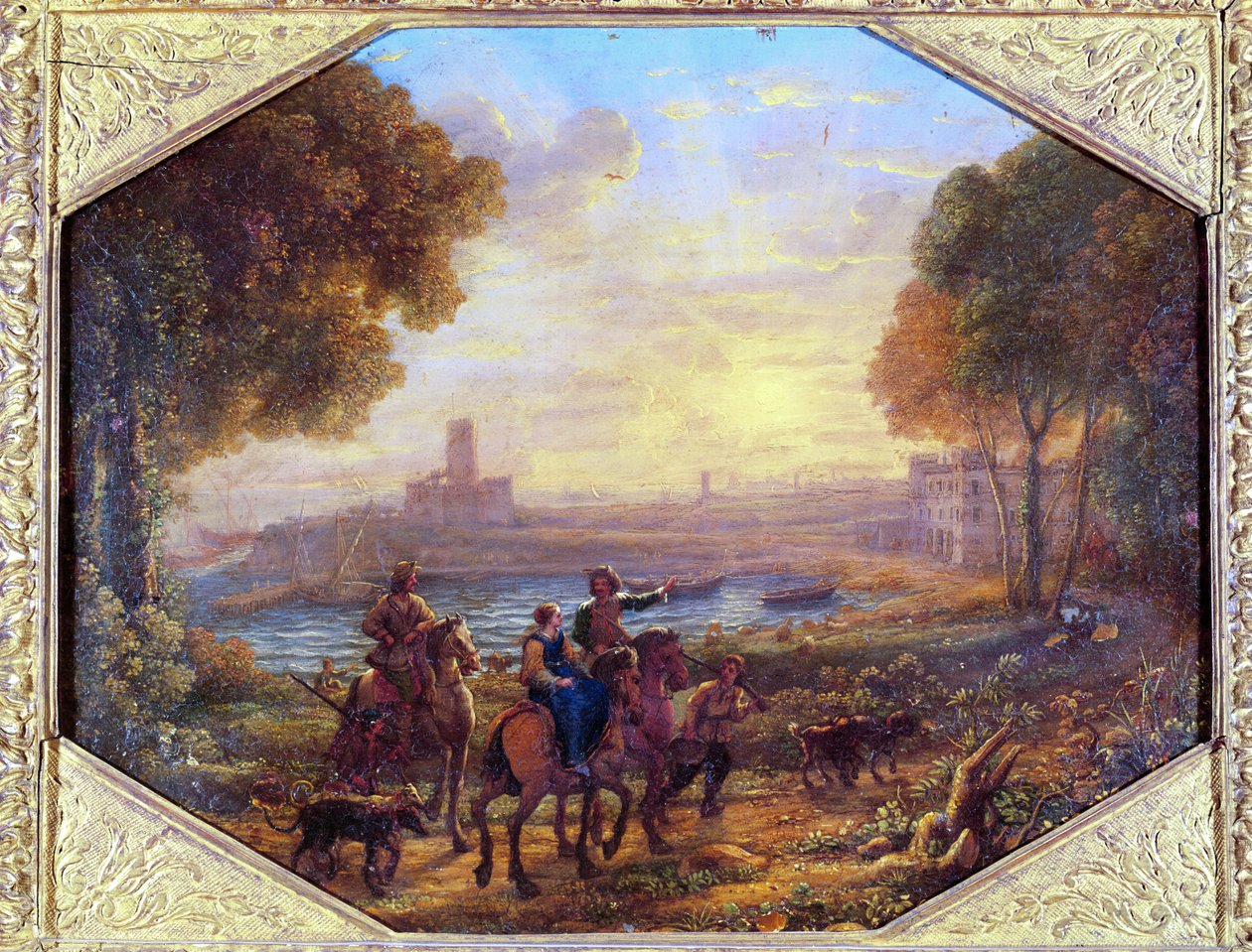 Landskap med hamnen i Santa Marinella (nära Civitavecchia), ca. 1639-40 (olja på koppar) av Claude Lorrain