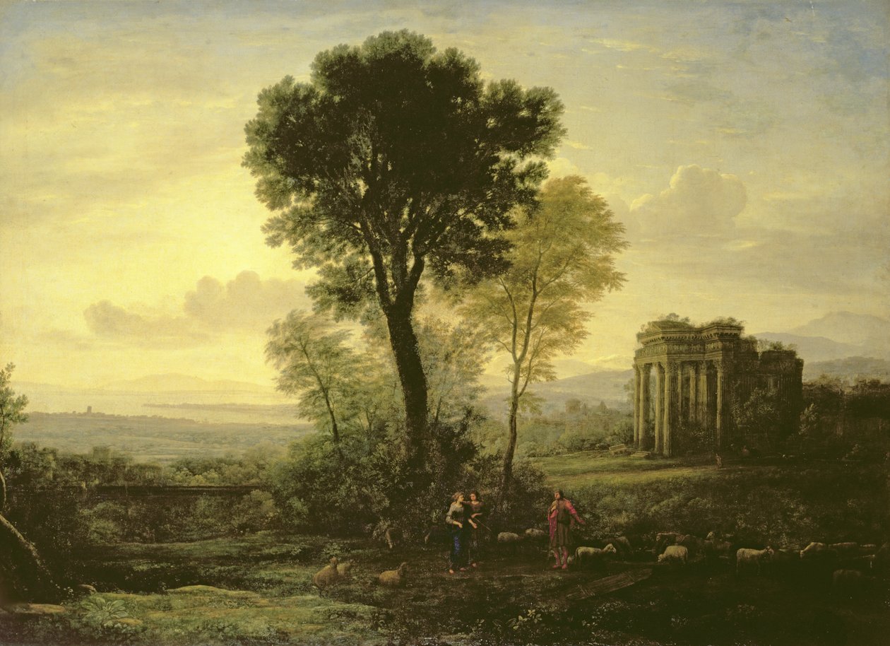 Morgon (Landskap med Jakob, Rachel och Lea vid brunnen), 1666 av Claude Lorrain