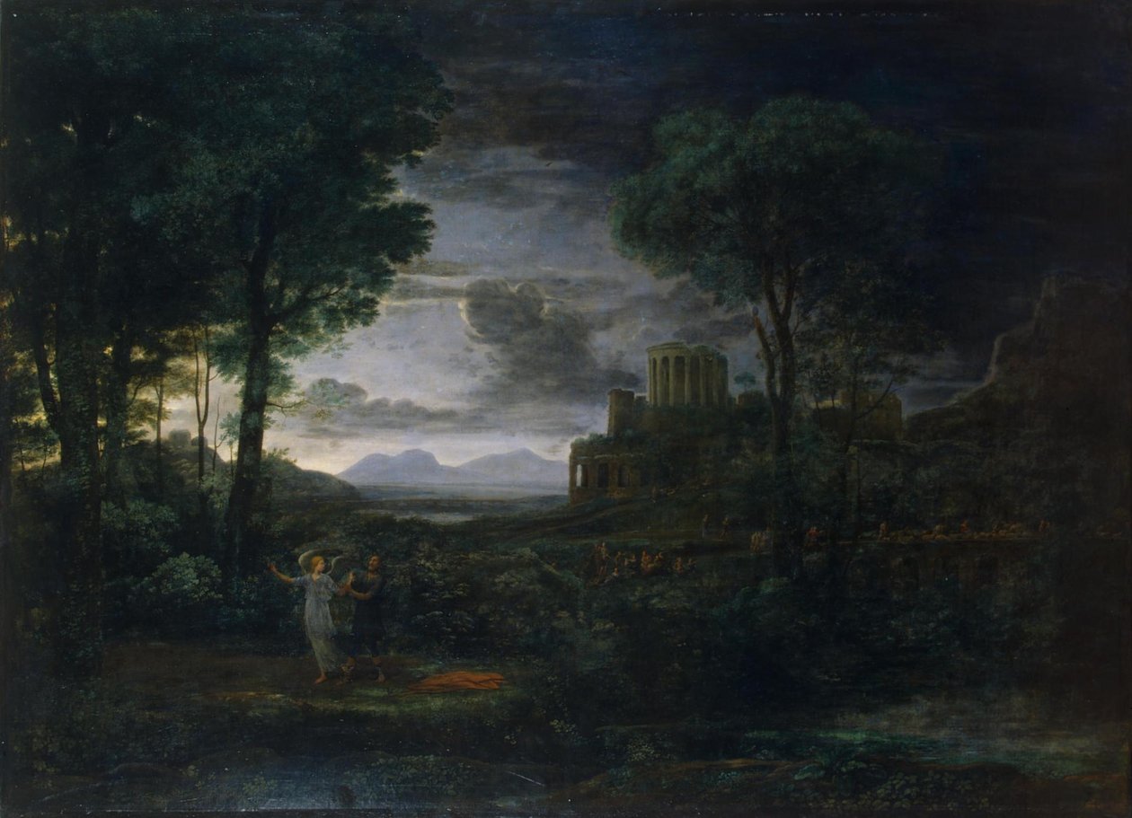 Landskap med Jakob som brottas med ängeln (Natt) av Claude Lorrain