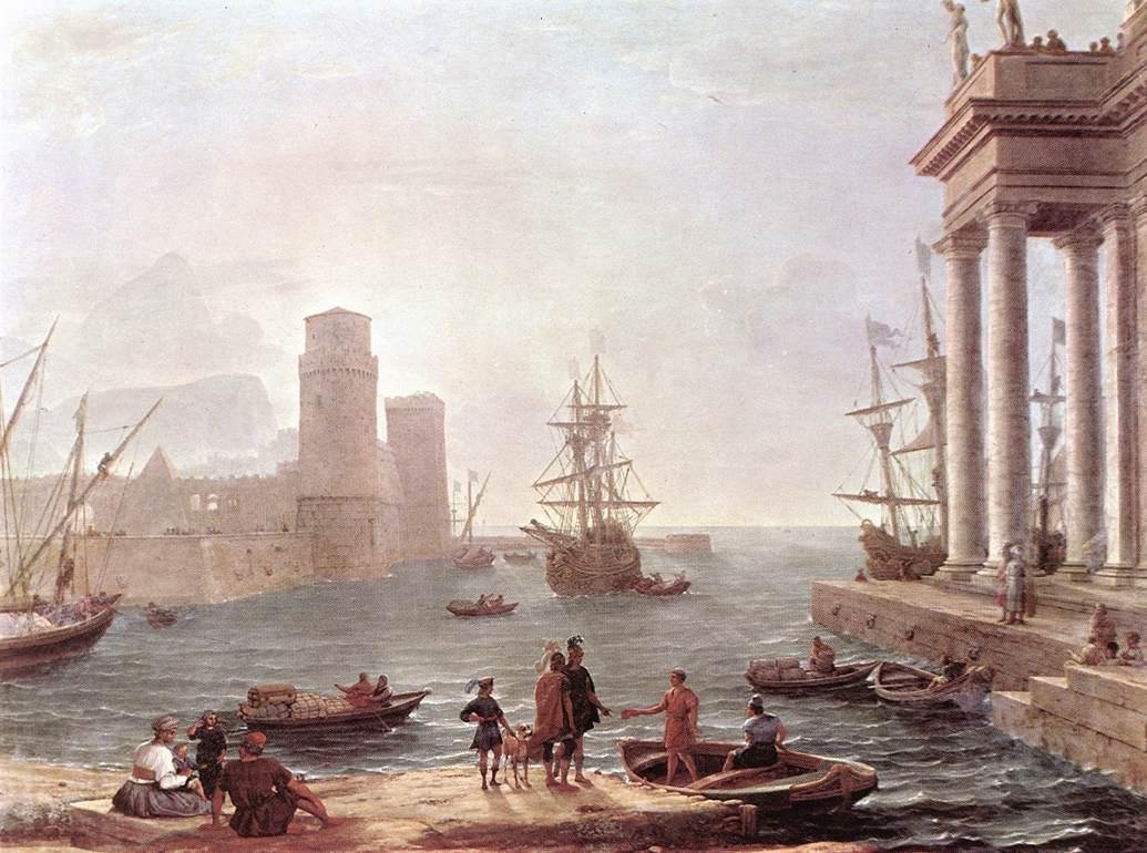 Port Scene with the Departure of Ulysses from the Land of the Feaci av Claude Lorrain